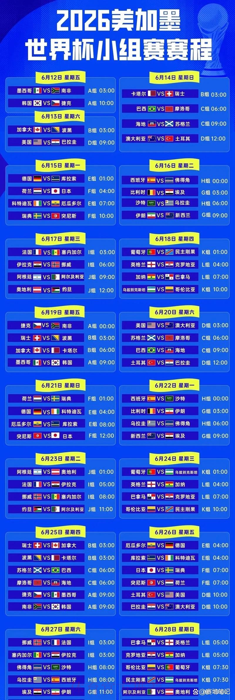 2026年世界杯详细赛程安排揭秘 2026年世界杯详细赛程安排揭秘